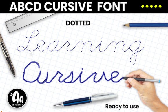 Abcd Cursive Dotted for Handmade Creations